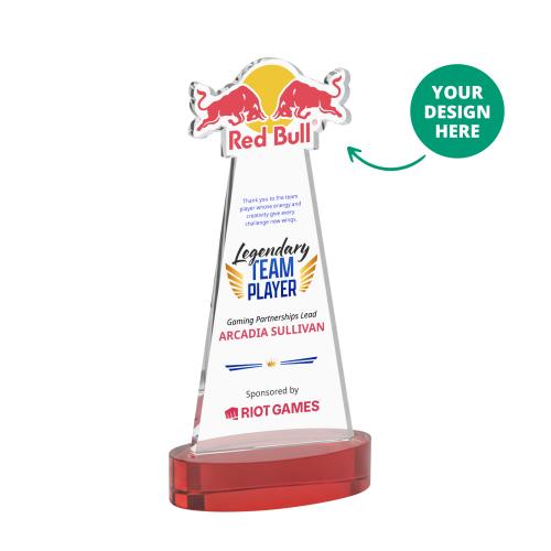 Awards and Trophies - Crystal Awards - EdgeCraft Full Color on Alberton Base-Red (via Ocean)