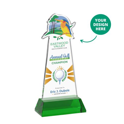 Awards and Trophies - Crystal Awards - EdgeCraft Full Color on Hartford Base-Green (via Ocean)