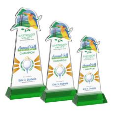 EdgeCraft Full Color Green (via Ocean) on Hartford Base Unique Crystal Award - Awards and Trophies