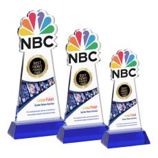 EdgeCraft Full Color Blue (via Ocean) on Hartford Base Unique Crystal Award - Awards and Trophies