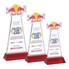 EdgeCraft Full Color Unique on Hartford Base-Red (via Ocean) Crystal Award - Awards and Trophies