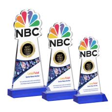 EdgeCraft Full Color Unique on Mitered Base-Blue (via Ocean) Crystal Award - Awards and Trophies