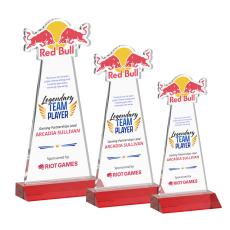 EdgeCraft Full Color Unique on Mitered Base-Red (via Ocean) Crystal Award - Awards and Trophies