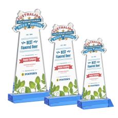 EdgeCraft Full Color Sky Blue (via Ocean) on Mitered Base Unique Crystal Award - Awards and Trophies