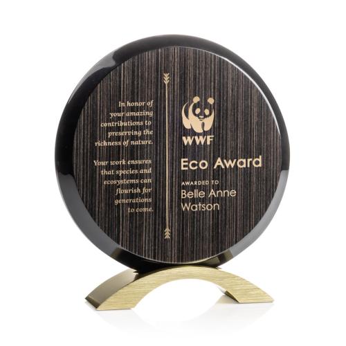 Awards and Trophies - Eco and Wood Awards - Donavan Slatewood Gold Circle Wood Award
