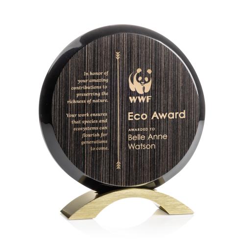 Awards and Trophies - Eco and Wood Awards - Donavan Slatewood Gold Circle Wood Award