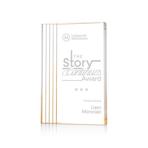 Awards and Trophies - Acrylic Awards - Haverton Gold Rectangle Acrylic Award