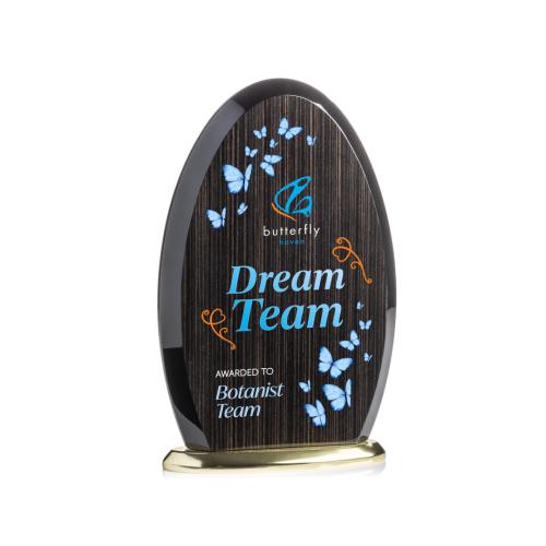 Awards and Trophies - Eco and Wood Awards - Evington Slatewood Full Color Gold Circle Wood Award