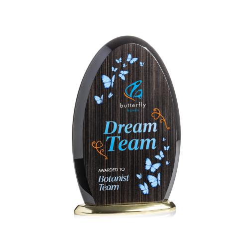 Awards and Trophies - Eco and Wood Awards - Evington Slatewood Full Color Gold Peaks Wood Award