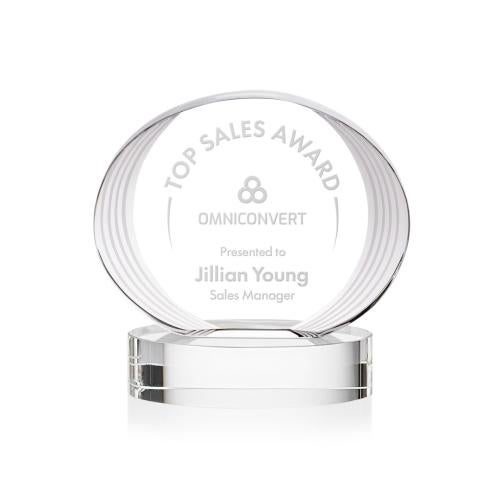 Awards and Trophies - Crystal Awards - Sheraton Clear on Base Circle Crystal Award