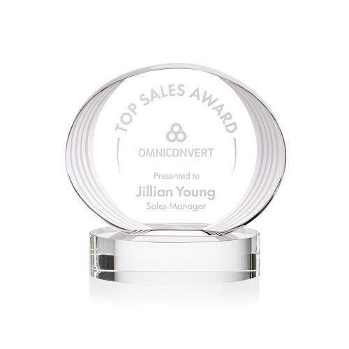 Awards and Trophies - Crystal Awards - Sheraton Clear on Base Circle Crystal Award