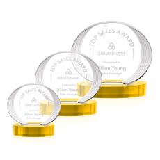 Sheraton Gold on Base Circle Crystal Award - Crystal Awards