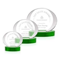 Sheraton Green on Base Circle Crystal Award - Colored Crystal Awards