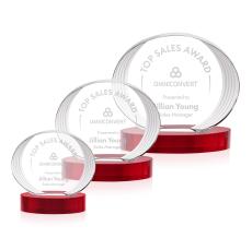 Sheraton Red on Base Circle Crystal Award - Crystal Awards