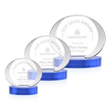 Sheraton Sky Blue on Base Circle Crystal Award - Crystal Awards