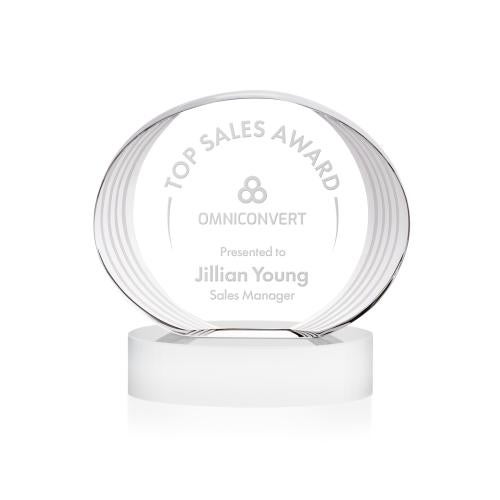 Awards and Trophies - Crystal Awards - Sheraton White on Base Circle Crystal Award