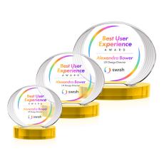 Sheraton Full Color Gold on Base Circle Crystal Award - Crystal Awards