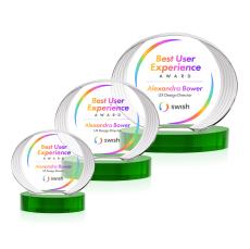 Sheraton Full Color Green on Base Circle Crystal Award - Crystal Awards