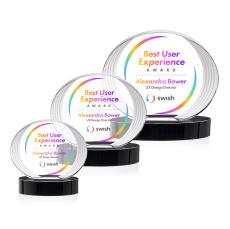 Sheraton Full Color Black on Base Circle Crystal Award - Crystal Awards