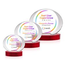 Sheraton Full Color Red on Base Circle Crystal Award - Crystal Awards