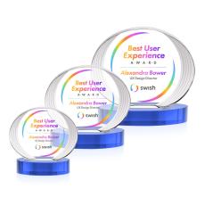 Sheraton Full Color Sky Blue on Base Circle Crystal Award - Crystal Awards