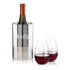 Catania Wine Cooler & Boston Stemless Wine Set - Corporate Gifts