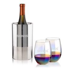 Catania Wine Cooler & Miami Stemless Wine Set - Corporate Gifts