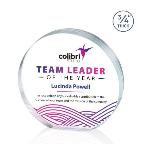 Awards and Trophies - Crystal Awards - Gainsborough Full Color Clear Circle Crystal Award