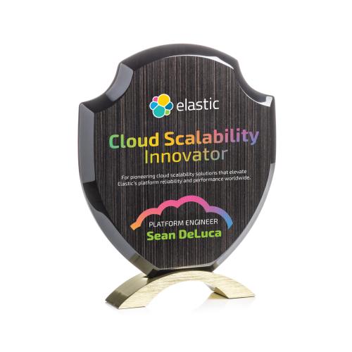 Awards and Trophies - Eco and Wood Awards - Belgrave Slatewood Full Color Gold Unique Wood Award