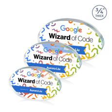 Baldus Oval Full Color Clear Circle Crystal Award - Full Color Imprint