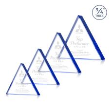 Adler Triangle Blue Pyramid Crystal Award - Desktop Awards