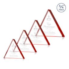 Adler Triangle Red Pyramid Crystal Award - Desktop Awards