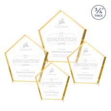 Belmar Pentagon Gold Polygon Crystal Award - Awards and Trophies