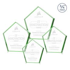 Belmar Pentagon Green Polygon Crystal Award - Desktop Awards