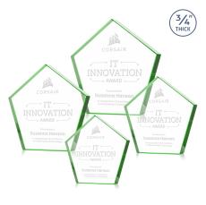 Belmar Pentagon Green Polygon Crystal Award - Awards and Trophies