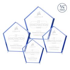 Belmar Pentagon Blue Polygon Crystal Award - Desktop Awards