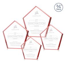 Belmar Pentagon Red Polygon Crystal Award - Desktop Awards