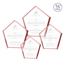 Belmar Pentagon Red Polygon Crystal Award - Awards and Trophies
