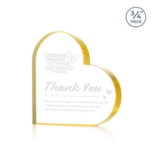 Awards and Trophies - Crystal Awards - Davina Heart Gold Unique Crystal Award