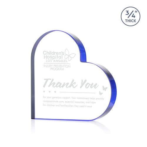 Awards and Trophies - Crystal Awards - Davina Heart Blue Unique Crystal Award