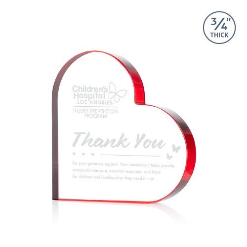 Awards and Trophies - Crystal Awards - Davina Heart Red Unique Crystal Award