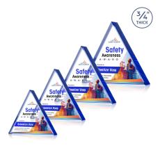 Adler Triangle Full Color Blue Pyramid Crystal Award - Full Color Imprint