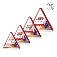 Adler Triangle Full Color Red Pyramid Crystal Award - Full Color Imprint
