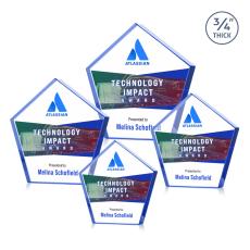 Belmar Pentagon Full Color Blue Polygon Crystal Award - Desktop Awards