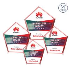 Belmar Pentagon Full Color Red Polygon Crystal Award - Desktop Awards