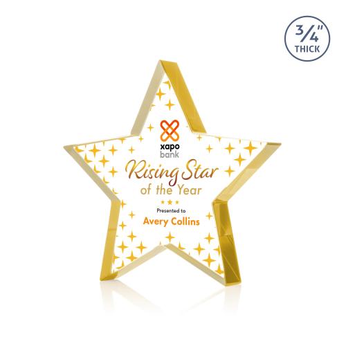 Awards and Trophies - Full Color Imprint - Esna Full Color Gold Star Crystal Award