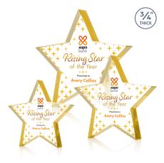 Esna Full Color Gold Star Crystal Award - Full Color Imprint