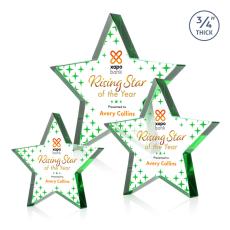 Esna Full Color Green Star Crystal Award - Star Awards