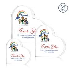 Davina Heart Full Color Clear Unique Crystal Award - Full Color Imprint