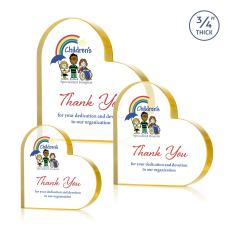 Davina Heart Full Color Gold Unique Crystal Award - Full Color Imprint